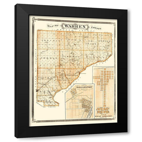 Warren Indiana - Baskin 1876 Black Modern Wood Framed Art Print with Double Matting by Baskin