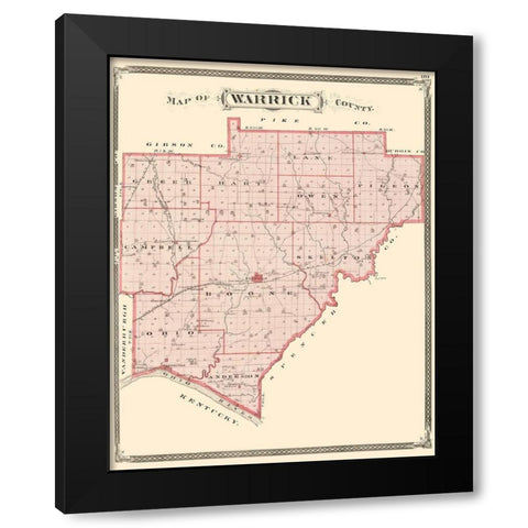 Warrick Indiana - Baskin 1876 Black Modern Wood Framed Art Print with Double Matting by Baskin