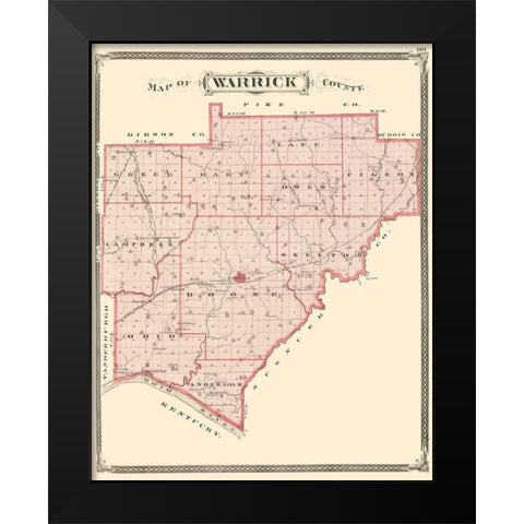 Warrick Indiana - Baskin 1876 Black Modern Wood Framed Art Print by Baskin