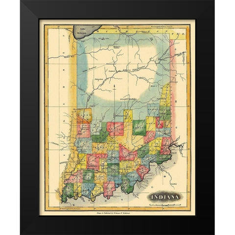 Indiana - Lucas 1823 Black Modern Wood Framed Art Print by Lucas