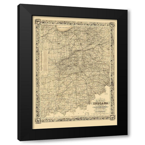Indiana - Colton 1860 Black Modern Wood Framed Art Print by Colton