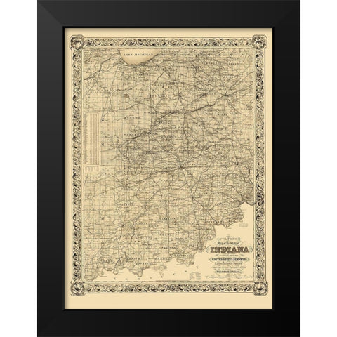 Indiana - Colton 1860 Black Modern Wood Framed Art Print by Colton