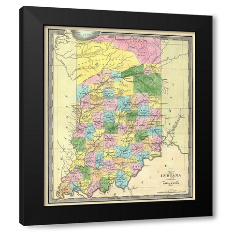 Indiana - Burr 1835 Black Modern Wood Framed Art Print with Double Matting by Burr