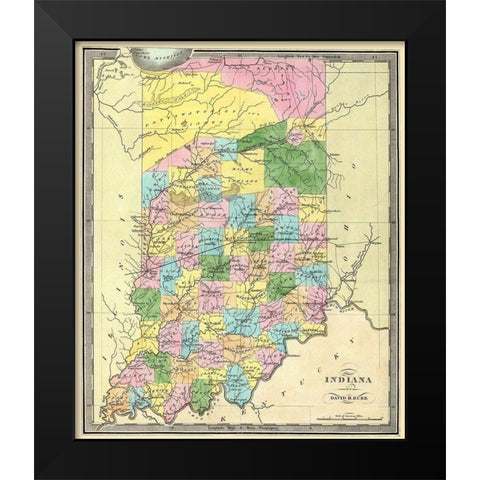 Indiana - Burr 1835 Black Modern Wood Framed Art Print by Burr