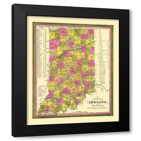 Indiana - Mitchell 1846 Black Modern Wood Framed Art Print with Double Matting by Mitchell