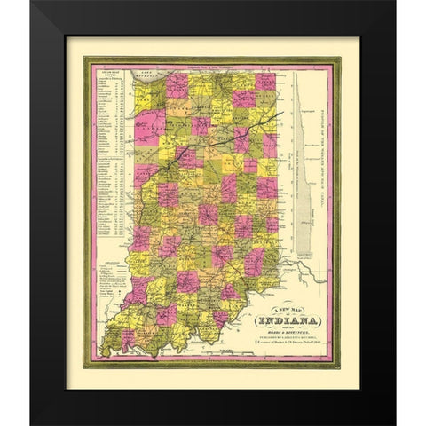 Indiana - Mitchell 1846 Black Modern Wood Framed Art Print by Mitchell