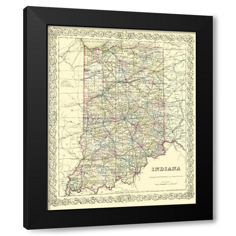 Indiana - Colton 1856 Black Modern Wood Framed Art Print by Colton