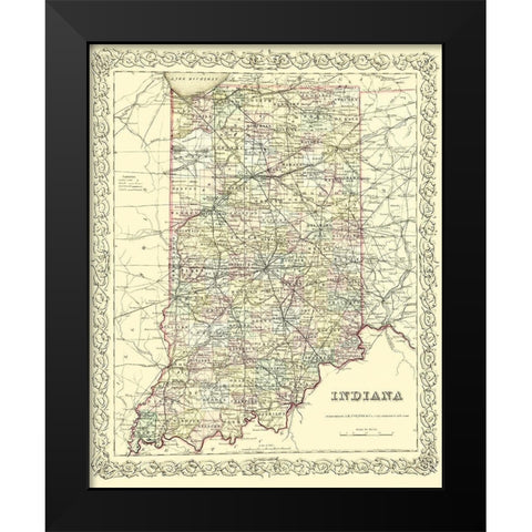 Indiana - Colton 1856 Black Modern Wood Framed Art Print by Colton