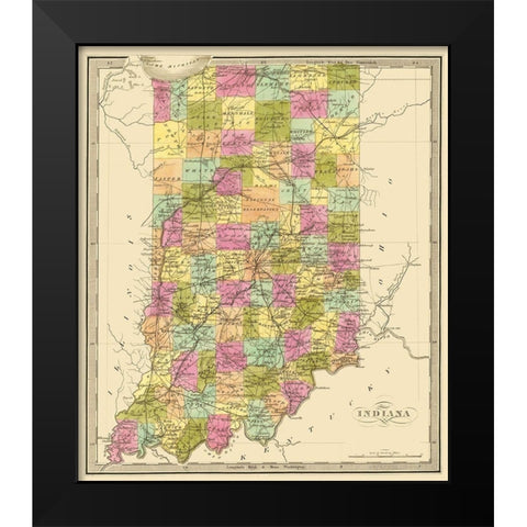 Indiana - 1841 Black Modern Wood Framed Art Print by Unknown