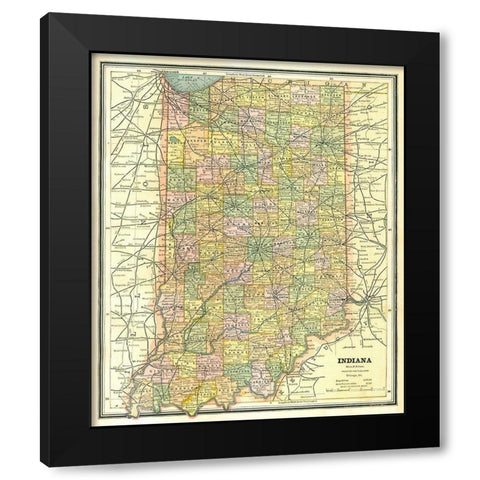 Indiana - Cram 1886 Black Modern Wood Framed Art Print by Cram
