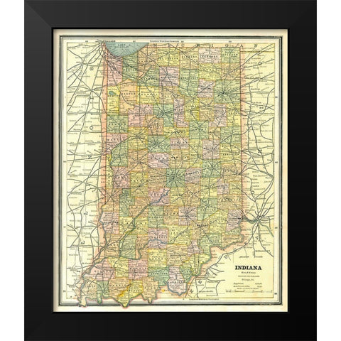 Indiana - Cram 1886 Black Modern Wood Framed Art Print by Cram