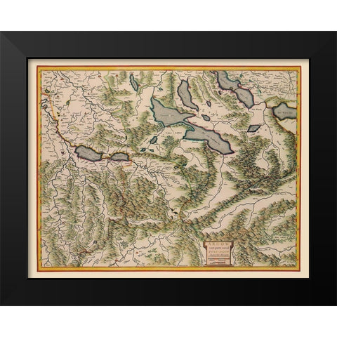 Aargau Canton Switzerland - Blaeu 1630 Black Modern Wood Framed Art Print by Blaeu
