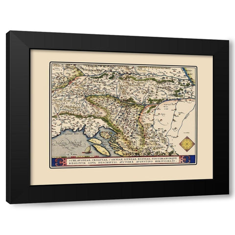 Adriatic Eastern Region - Ortelius 1570 Black Modern Wood Framed Art Print with Double Matting by Ortelius