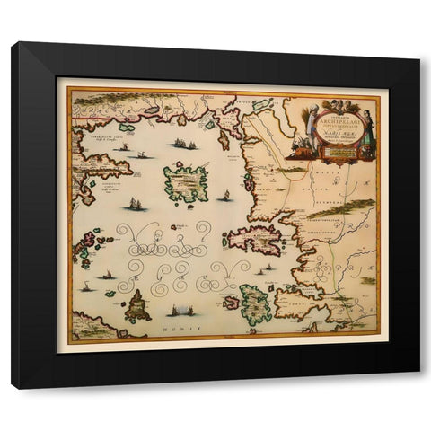 Aegean Islands Greece - Jansson 1654 Black Modern Wood Framed Art Print by Jansson