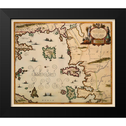 Aegean Islands Greece - Jansson 1654 Black Modern Wood Framed Art Print by Jansson