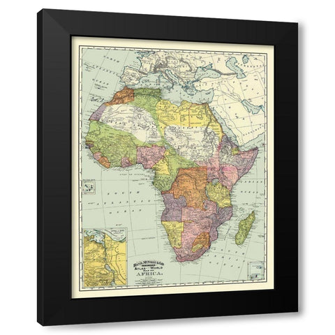 Africa - Rand McNally 1897 Black Modern Wood Framed Art Print with Double Matting by Rand McNally