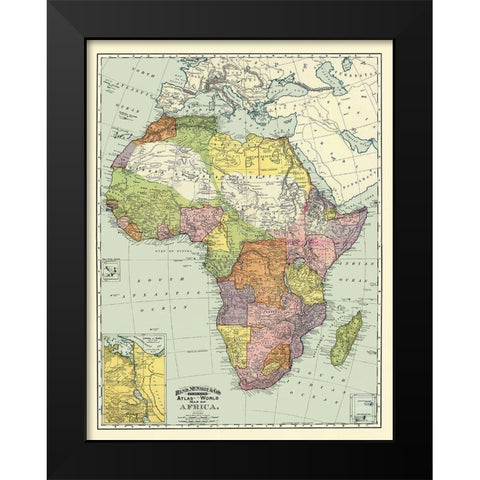 Africa - Rand McNally 1897 Black Modern Wood Framed Art Print by Rand McNally
