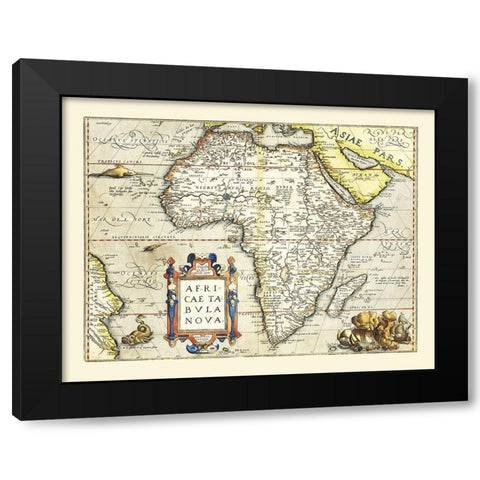 Africa - Ortelius 1570 Black Modern Wood Framed Art Print with Double Matting by Ortelius