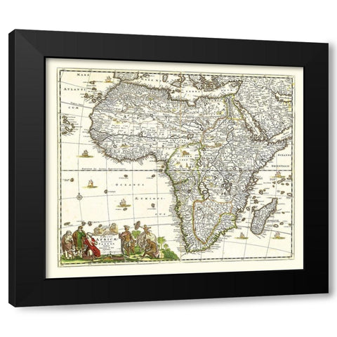 Africa - De Wit 1688 Black Modern Wood Framed Art Print with Double Matting by De Wit
