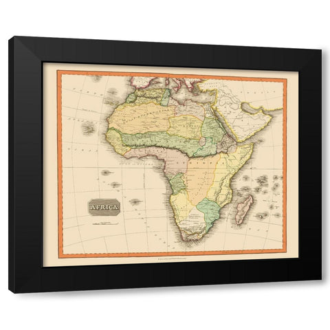 Africa - Thomson 1821 Black Modern Wood Framed Art Print with Double Matting by Thomson