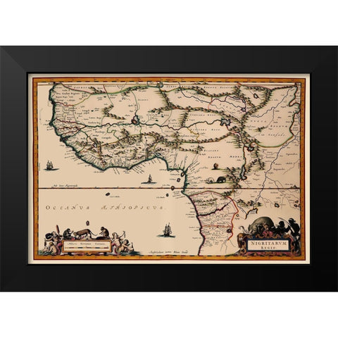 Western Africa - Dapper 1670 Black Modern Wood Framed Art Print by Dapper