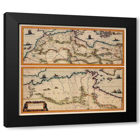 Africa Northern Coast - Blaeu 1650 Black Modern Wood Framed Art Print by Blaeu