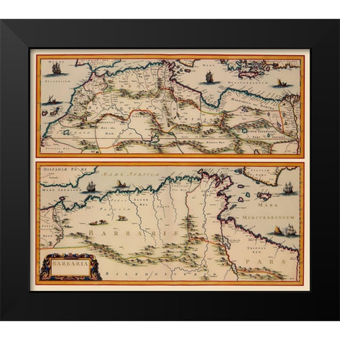 Africa Northern Coast - Blaeu 1650 Black Modern Wood Framed Art Print by Blaeu