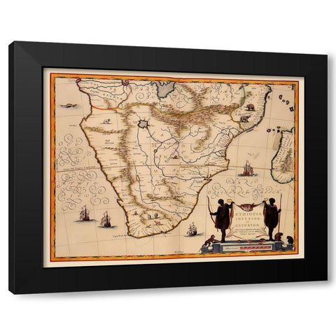 Southern Africa - Jansson 1635 Black Modern Wood Framed Art Print with Double Matting by Jansson