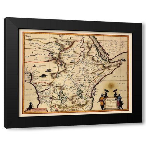 Eastern Africa - Blaeu 1635 Black Modern Wood Framed Art Print by Blaeu