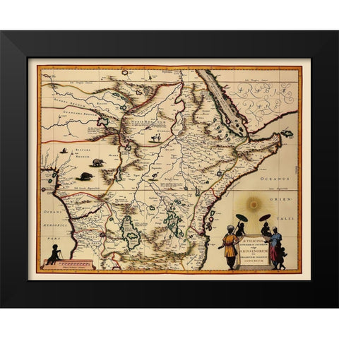 Eastern Africa - Blaeu 1635 Black Modern Wood Framed Art Print by Blaeu