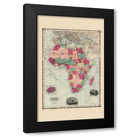Africa - Johnson 1860 Black Modern Wood Framed Art Print with Double Matting by Johnson