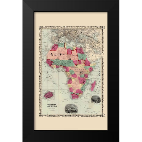 Africa - Johnson 1860 Black Modern Wood Framed Art Print by Johnson