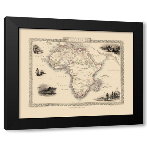 Africa - Tallis 1851 Black Modern Wood Framed Art Print with Double Matting by Tallis