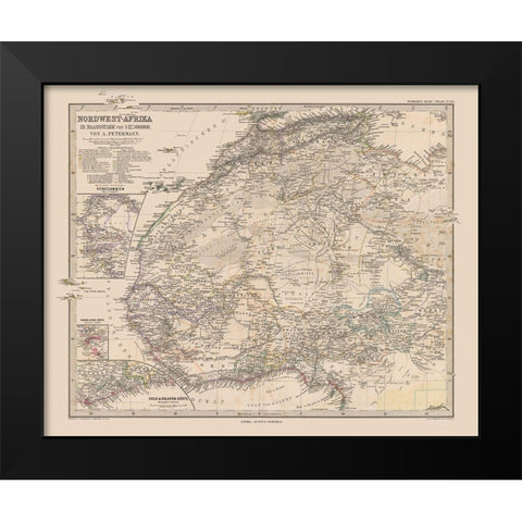 North West Africa - Stieler  1885 Black Modern Wood Framed Art Print by Stieler