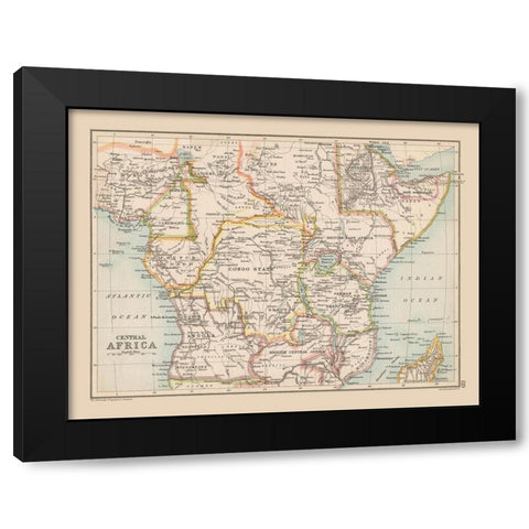 Central Africa - Bartholomew 1892 Black Modern Wood Framed Art Print with Double Matting by Bartholomew