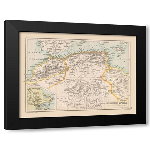 Northern Africa - Bartholomew 1892 Black Modern Wood Framed Art Print with Double Matting by Bartholomew