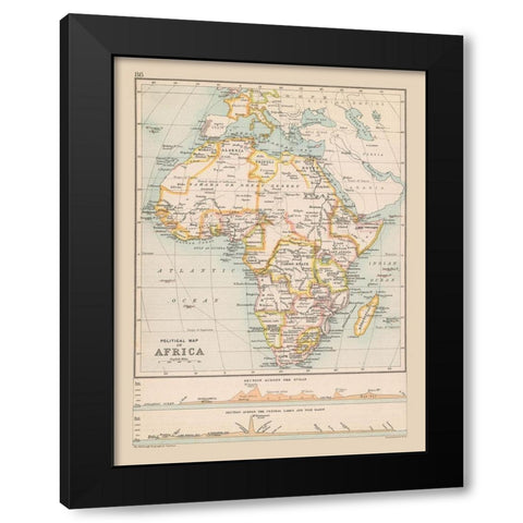 Political Africa - Bartholomew 1892 Black Modern Wood Framed Art Print with Double Matting by Bartholomew