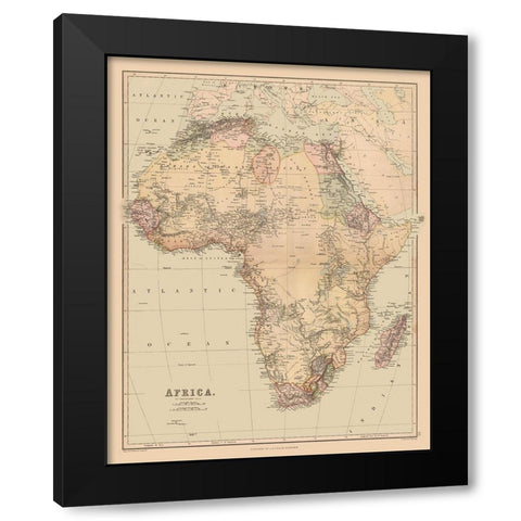 Africa - Bartholomew 1867 Black Modern Wood Framed Art Print with Double Matting by Bartholomew