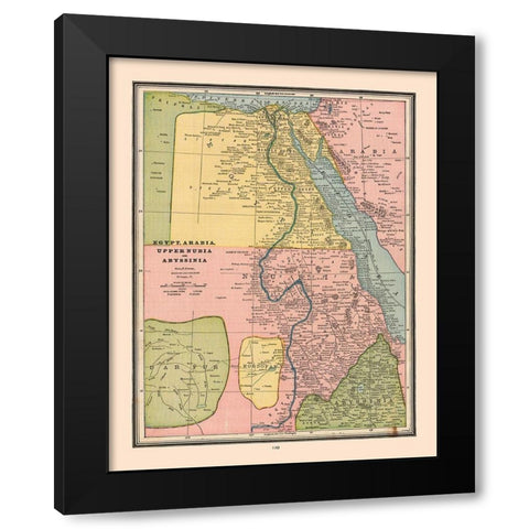 Egypt Arabia Upper Nubia Abyssinia - Cram 1888 Black Modern Wood Framed Art Print with Double Matting by Cram
