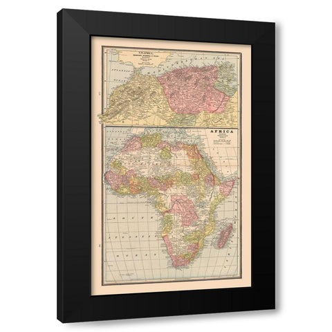 Africa North West Africa - Cram 1888 Black Modern Wood Framed Art Print with Double Matting by Cram