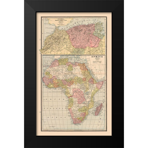 Africa North West Africa - Cram 1888 Black Modern Wood Framed Art Print by Cram