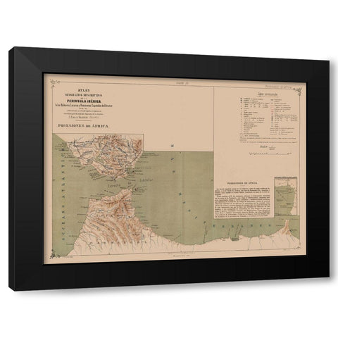 Spanish Possessions in Africa - Valverde 1880 Black Modern Wood Framed Art Print by Valverde