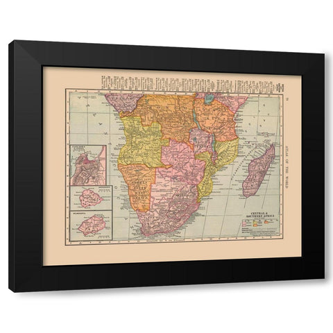 Central Southern Africa - Hammond 1910 Black Modern Wood Framed Art Print with Double Matting by Hammond
