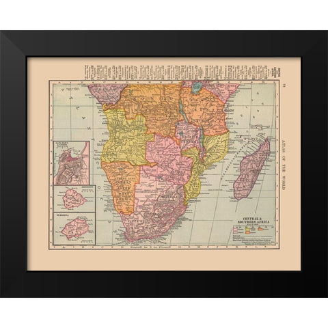 Central Southern Africa - Hammond 1910 Black Modern Wood Framed Art Print by Hammond