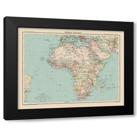 Political Africa - Schrader 1908 Black Modern Wood Framed Art Print with Double Matting by Schrader