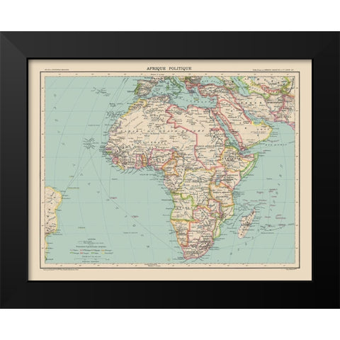 Political Africa - Schrader 1908 Black Modern Wood Framed Art Print by Schrader