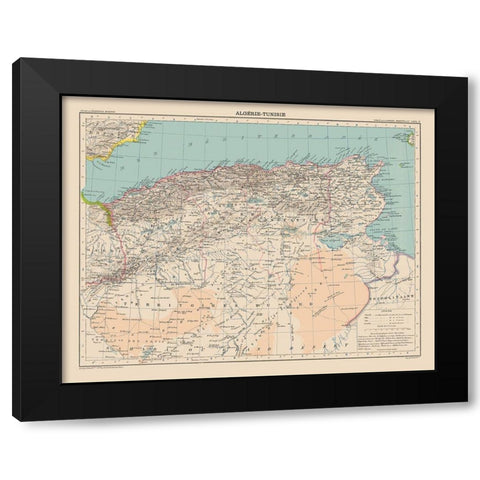 Algeria Tunisia - Schrader 1908 Black Modern Wood Framed Art Print by Schrader