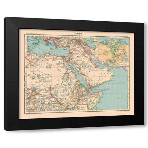 North East Africa - Schrader 1908 Black Modern Wood Framed Art Print with Double Matting by Schrader