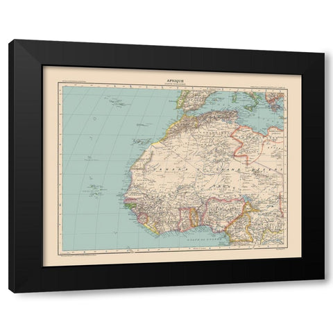 North West Africa - Schrader 1908 Black Modern Wood Framed Art Print with Double Matting by Schrader