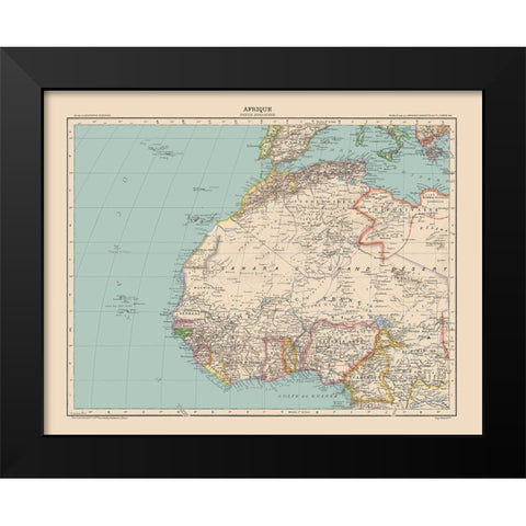 North West Africa - Schrader 1908 Black Modern Wood Framed Art Print by Schrader